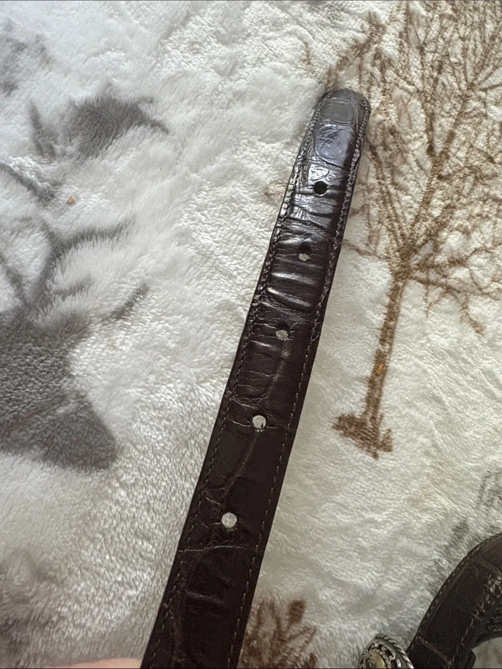 Brighton Brown western reptile Leather Women's Concho Belt Silver & Gold  32 ML